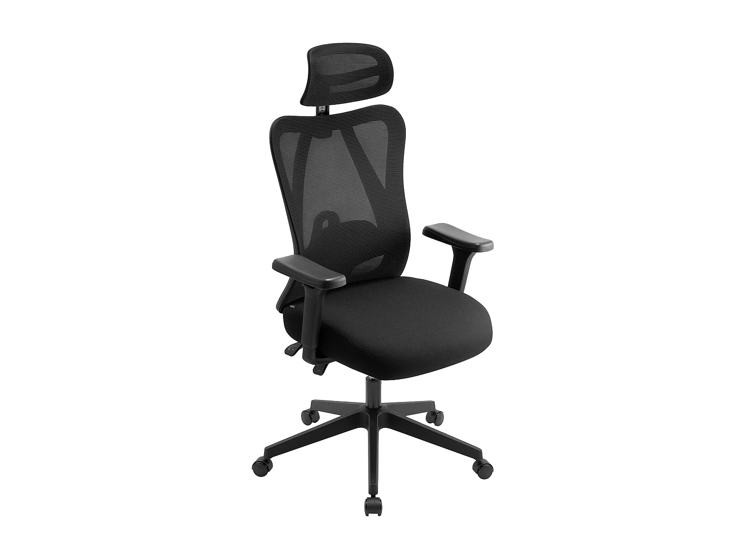 Chaise de bureau - Tissu & Chrome - Noir - Elisha