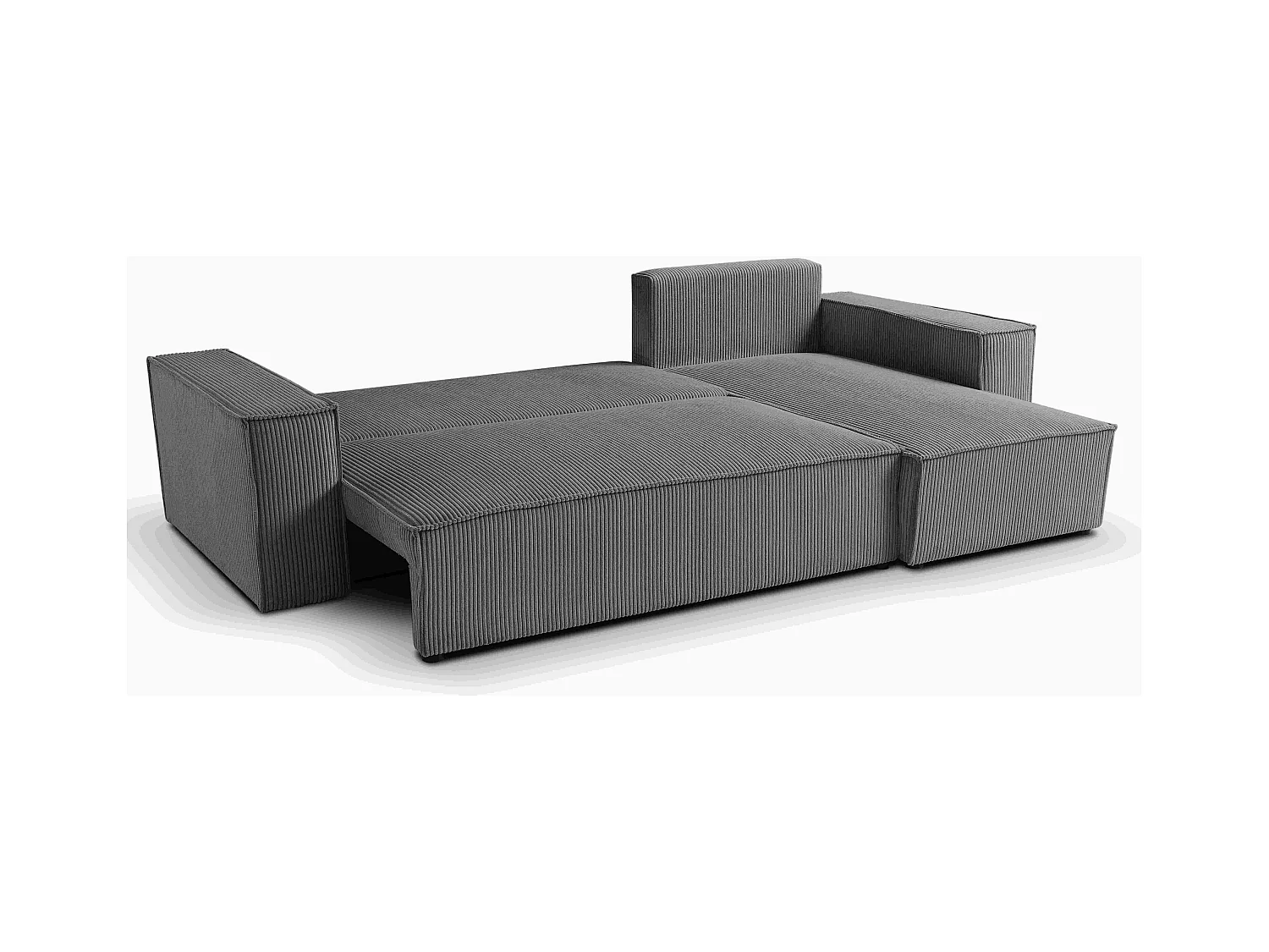 Canapé d'angle LISA convertible réversible coffre velours côtelé gris