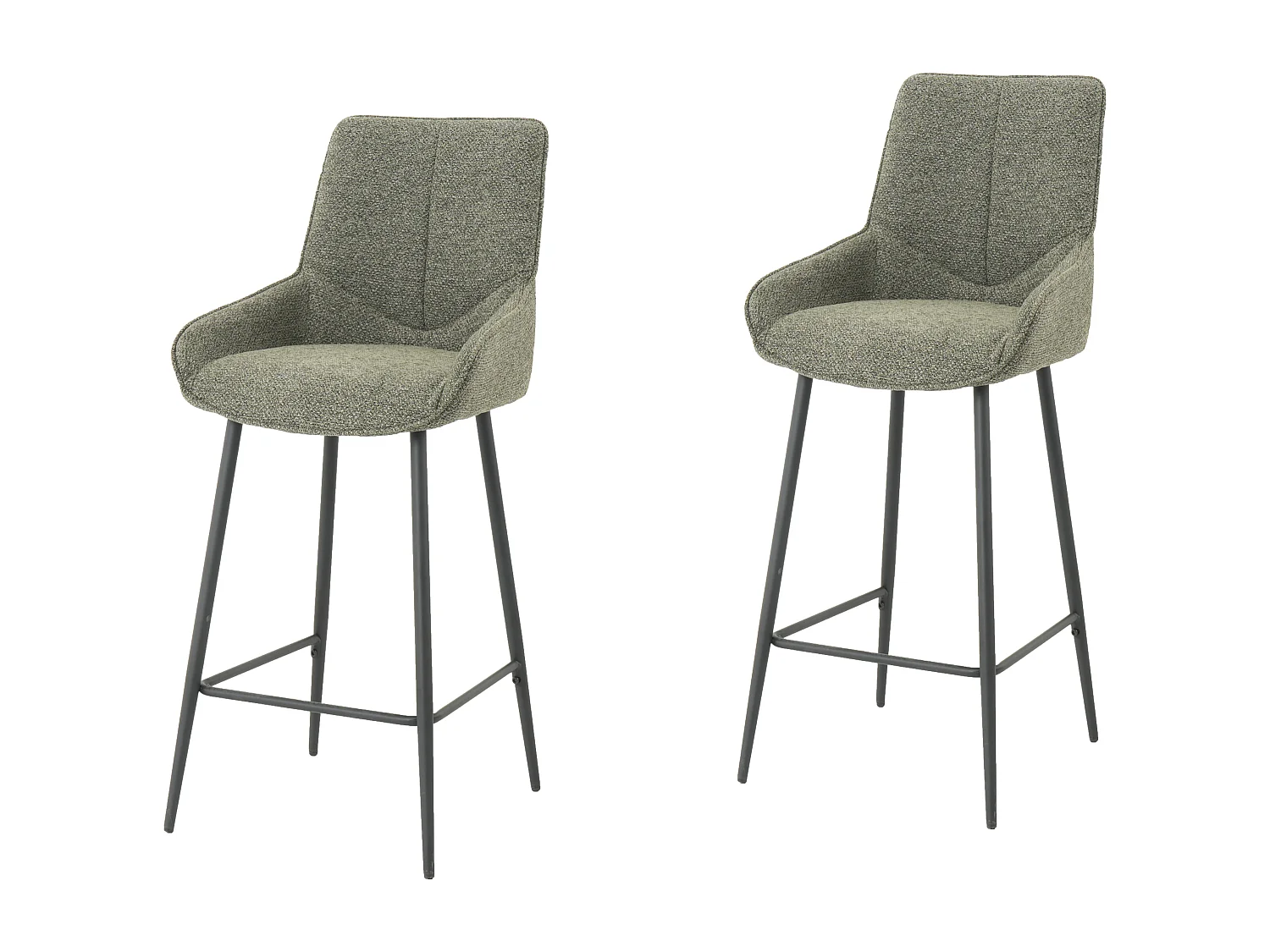 Lot de 2 tabourets de bar - tissu coloris vert - hauteur assise 65 cm  - BJORN