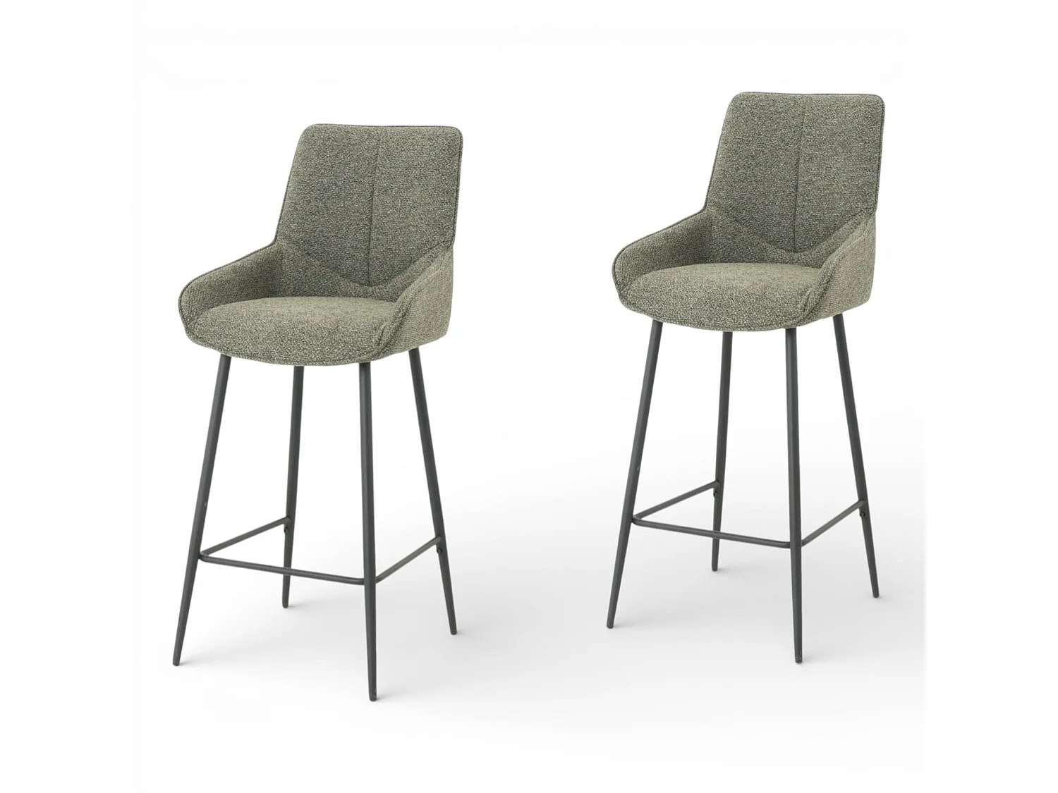 Lot de 2 tabourets de bar BJORN - tissu coloris vert