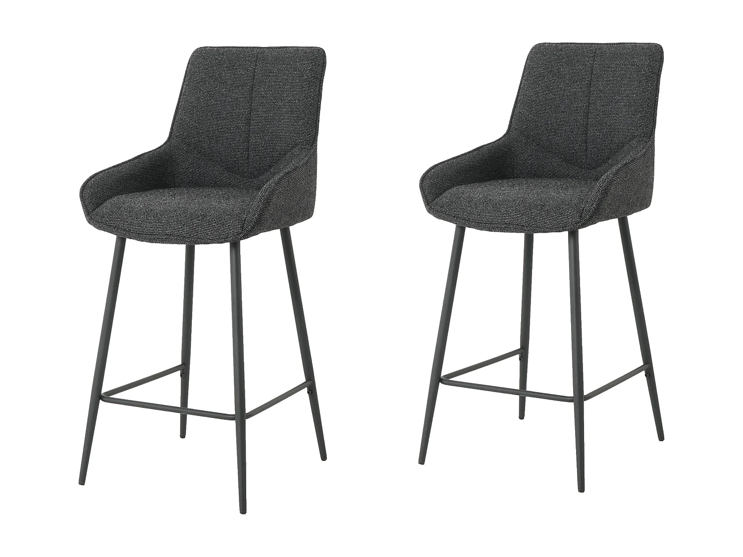 Lot de 2 tabourets de bar - tissu coloris noir - hauteur assise 65 cm  - BJORN
