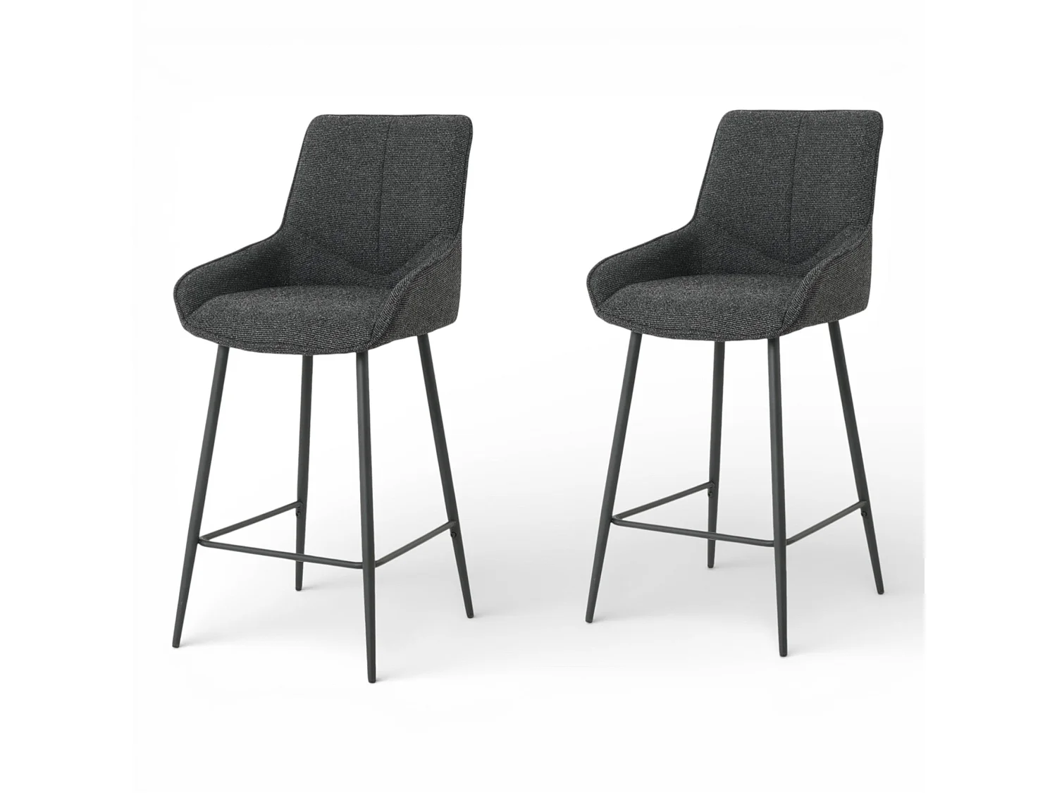 Lot de 2 tabourets de bar BJORN - tissu coloris noir