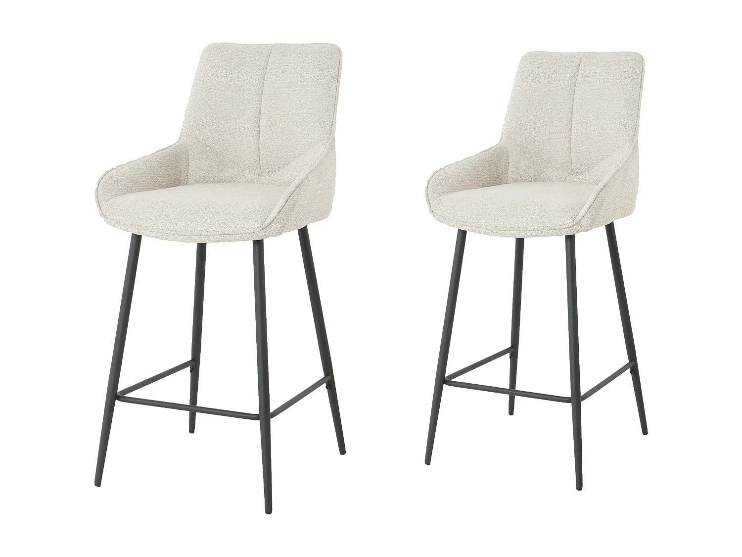 Lot de 2 tabourets de bar - tissu coloris beige - hauteur assise 65 cm  - BJORN