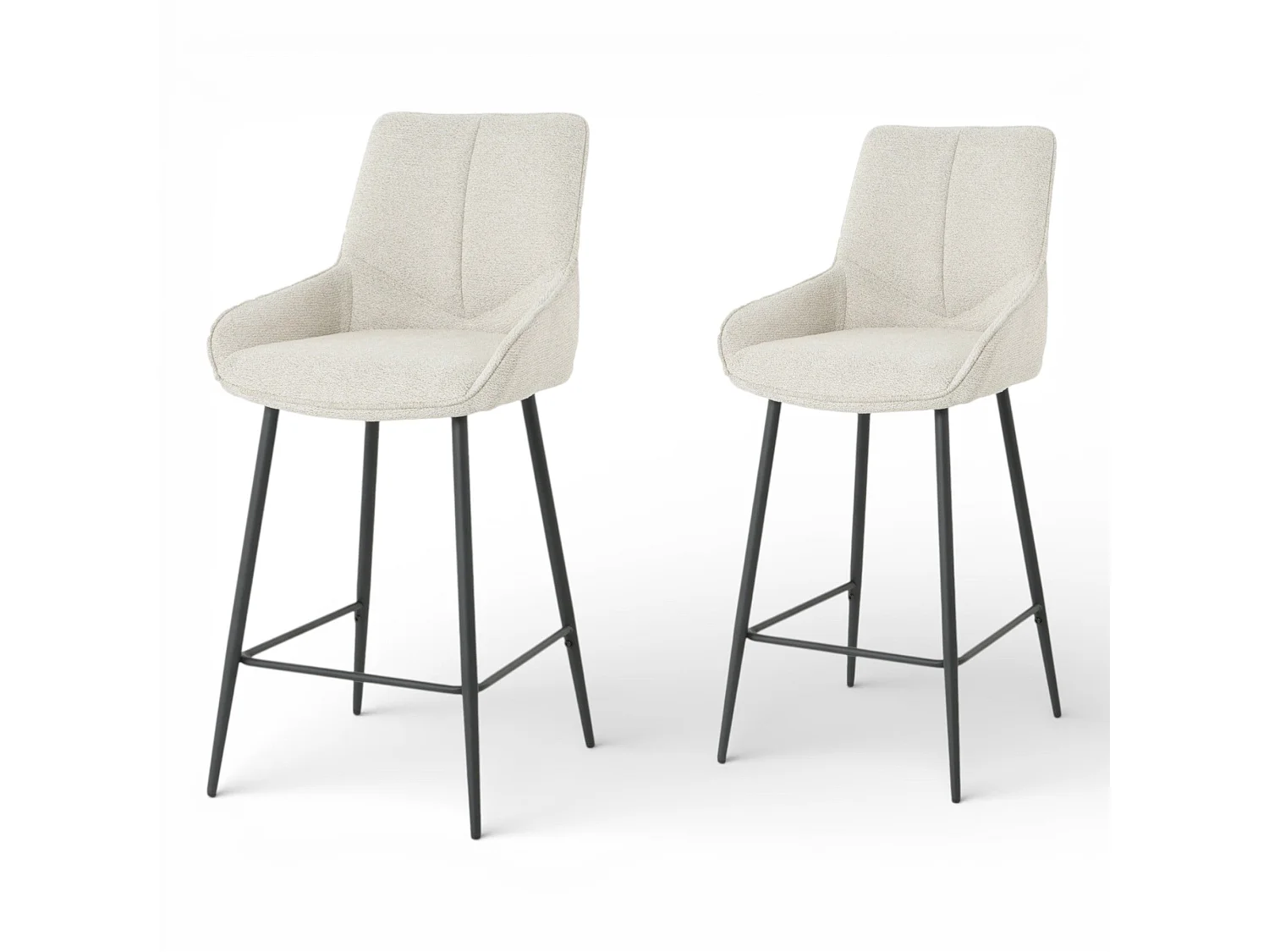 Lot de 2 tabourets de bar BJORN - tissu coloris beige