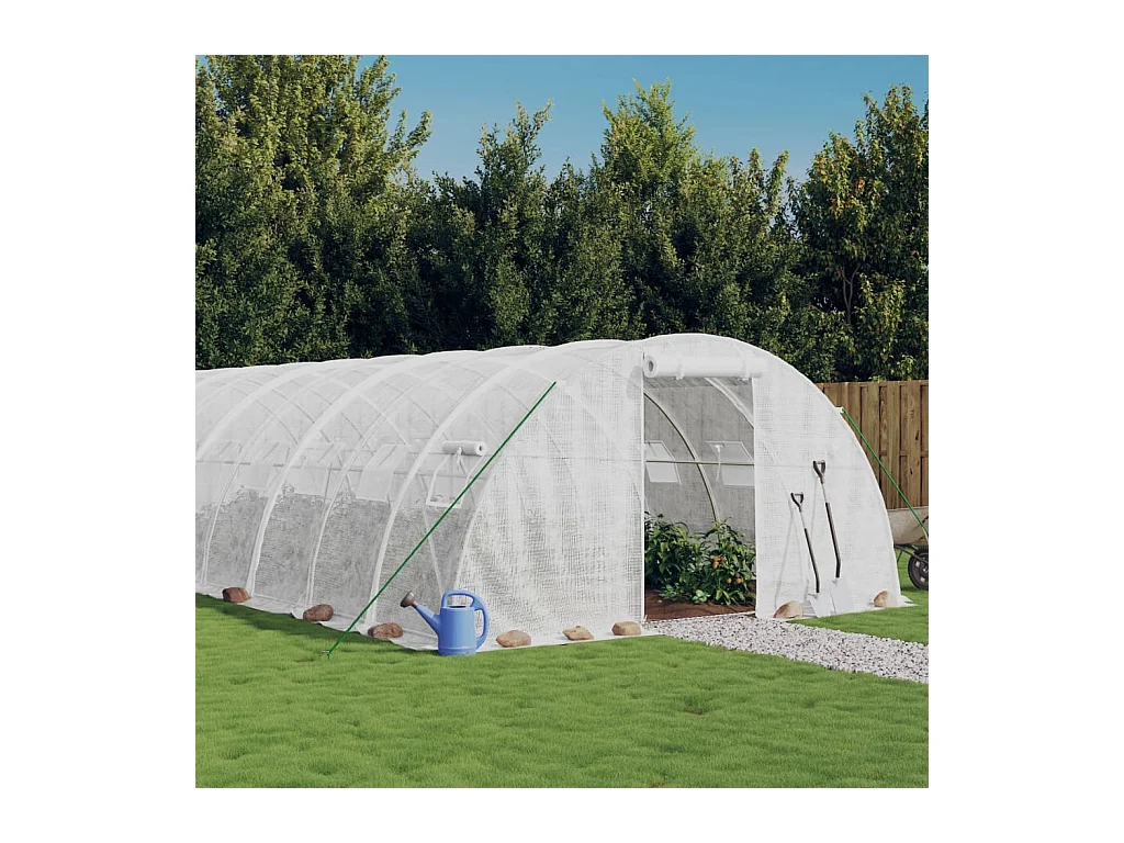 Gewächshaus mit Stahlrahmen Weiß 32 m² 8x4x2 m