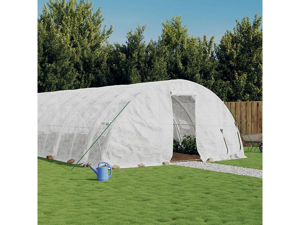 Gewächshaus mit Stahlrahmen Weiß 50 m² 10x5x2,3 m