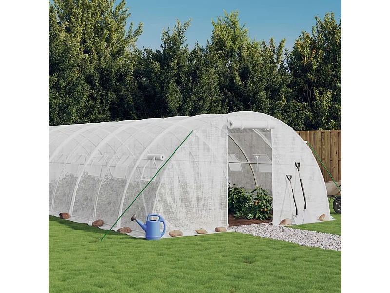 Gewächshaus mit Stahlrahmen Weiß 56 m² 14x4x2 m