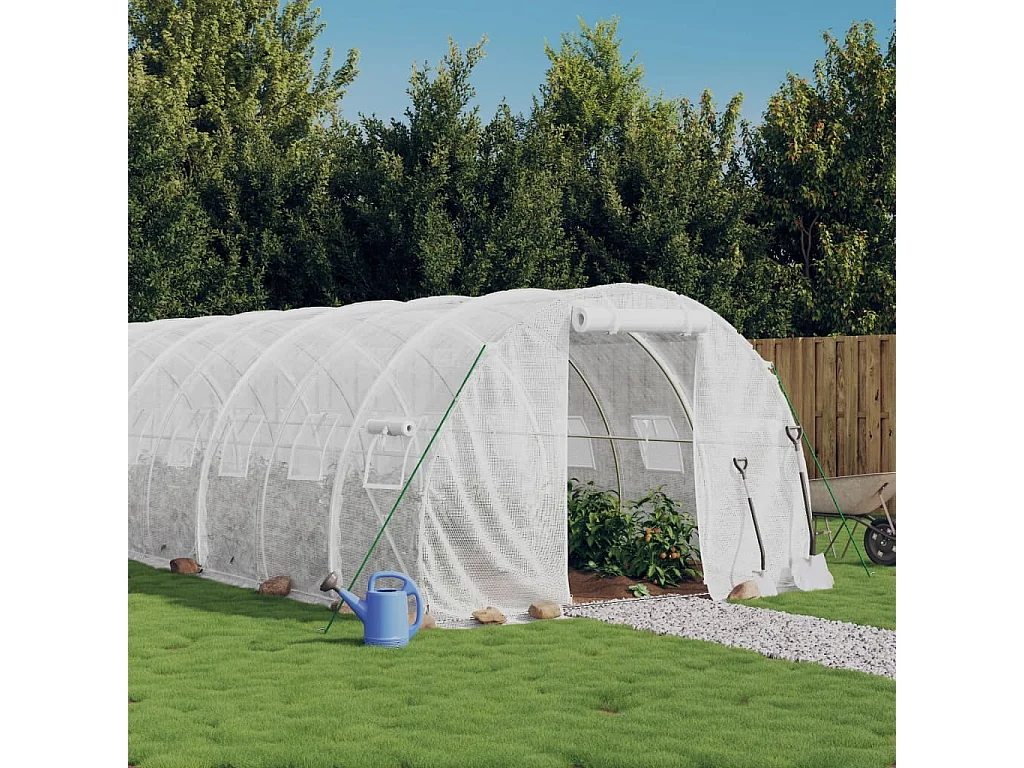 Gewächshaus mit Stahlrahmen Weiß 66 m² 22x3x2 m