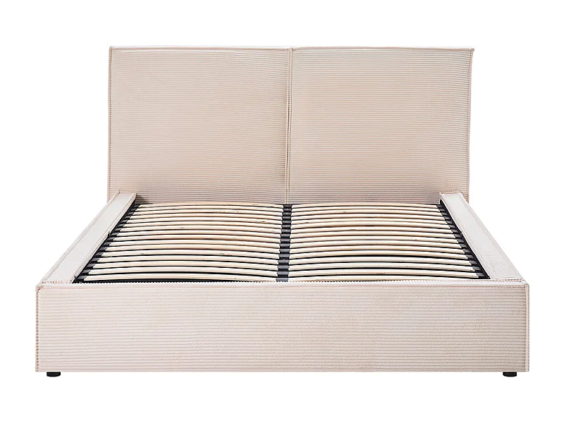BELLECOUR LITERIE | Lit coffre velours côtelé beige INTEMPOREL 180x200 cm