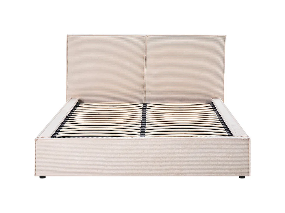 BELLECOUR LITERIE | Lit coffre velours côtelé beige INTEMPOREL 160x200 cm