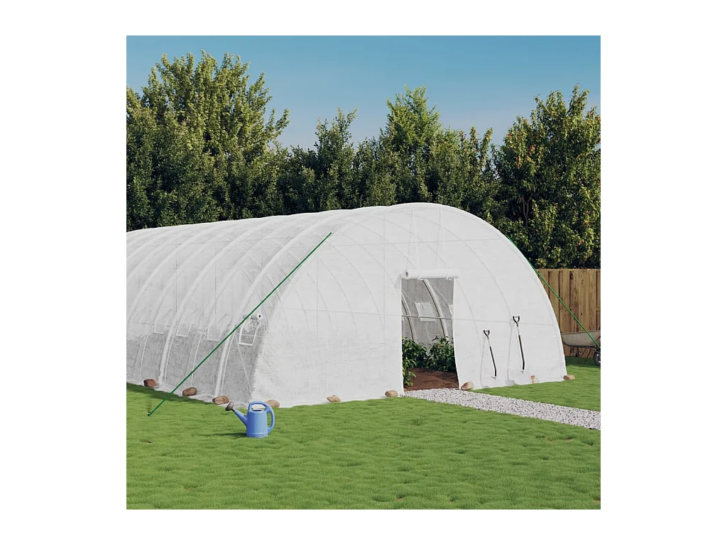 Serre avec cadre en acier blanc 120 m² 20x6x2,85 m