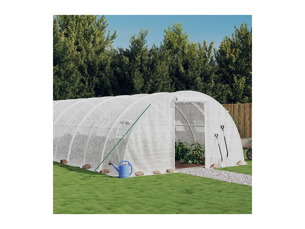 Gewächshaus mit Stahlrahmen Weiß 64 m² 16x4x2 m