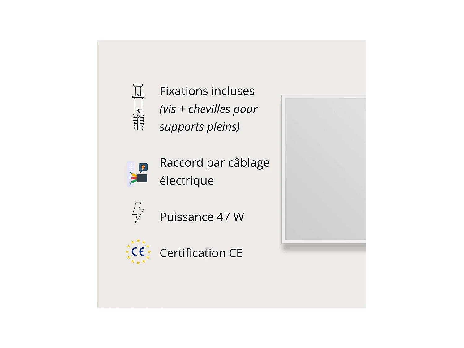 Rechthoekige LED-spiegel L60/80cm met verlicht frame ECLIPS