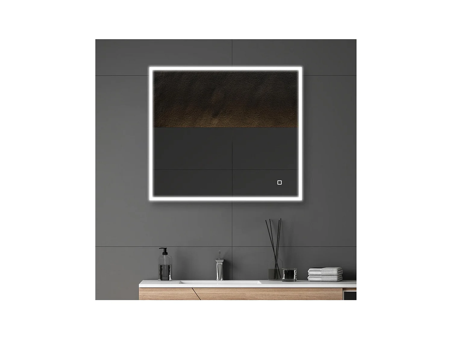 Miroir LED rectangulaire L60/80cm avec cadre rétro-éclairé
