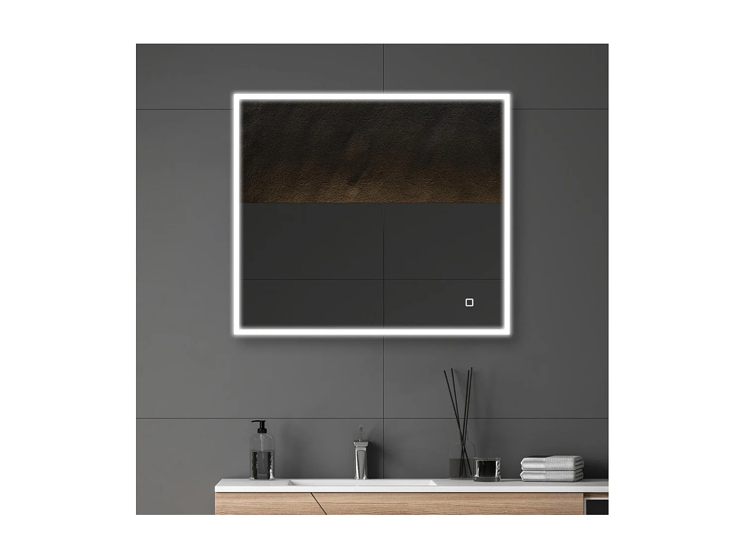 Specchio rettangolare LED L60/80cm cornice retroilluminata ECLIPS