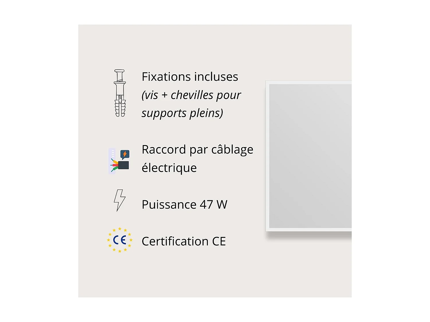 Specchio rettangolare LED L60/80cm cornice retroilluminata ECLIPS