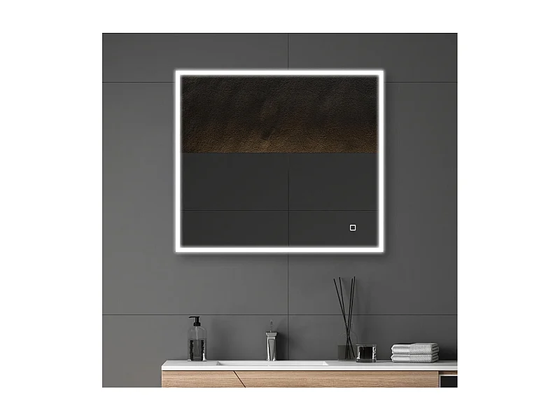 Rechthoekige LED-spiegel L60/80cm met verlicht frame ECLIPS