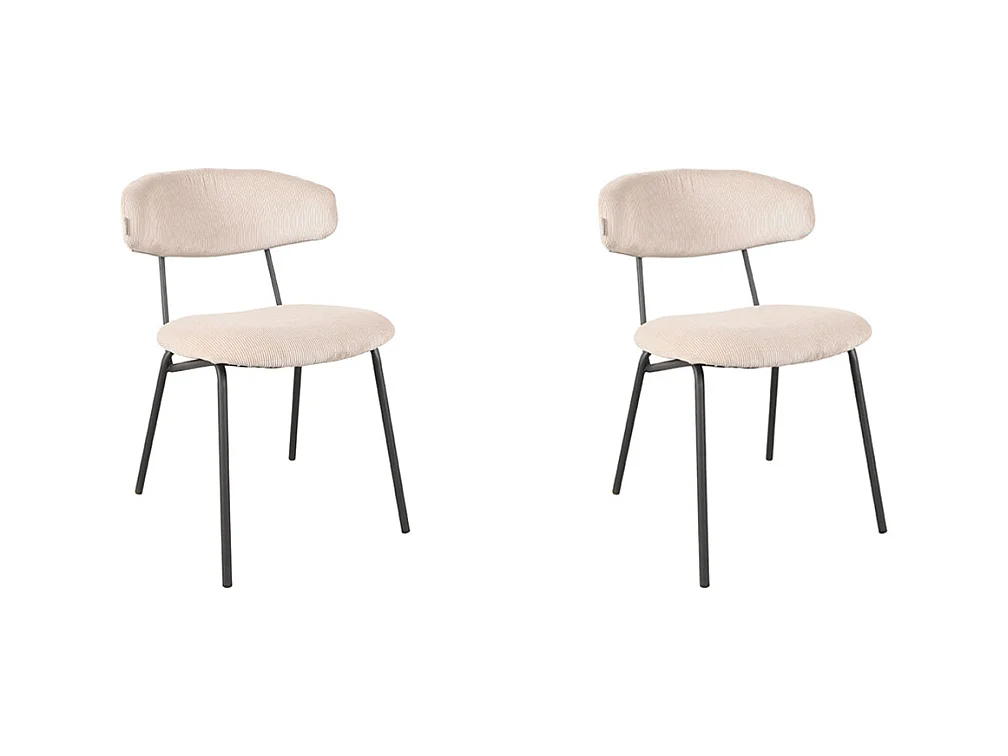 Chaise de salle à manger Zack - Naturel - Velours côtelé - lot de 2