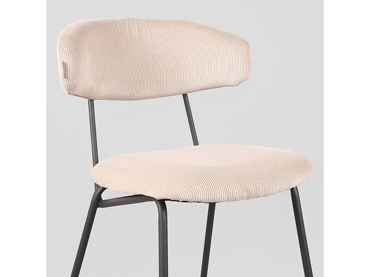 Chaise de salle à manger Zack - Naturel - Velours côtelé - lot de 2