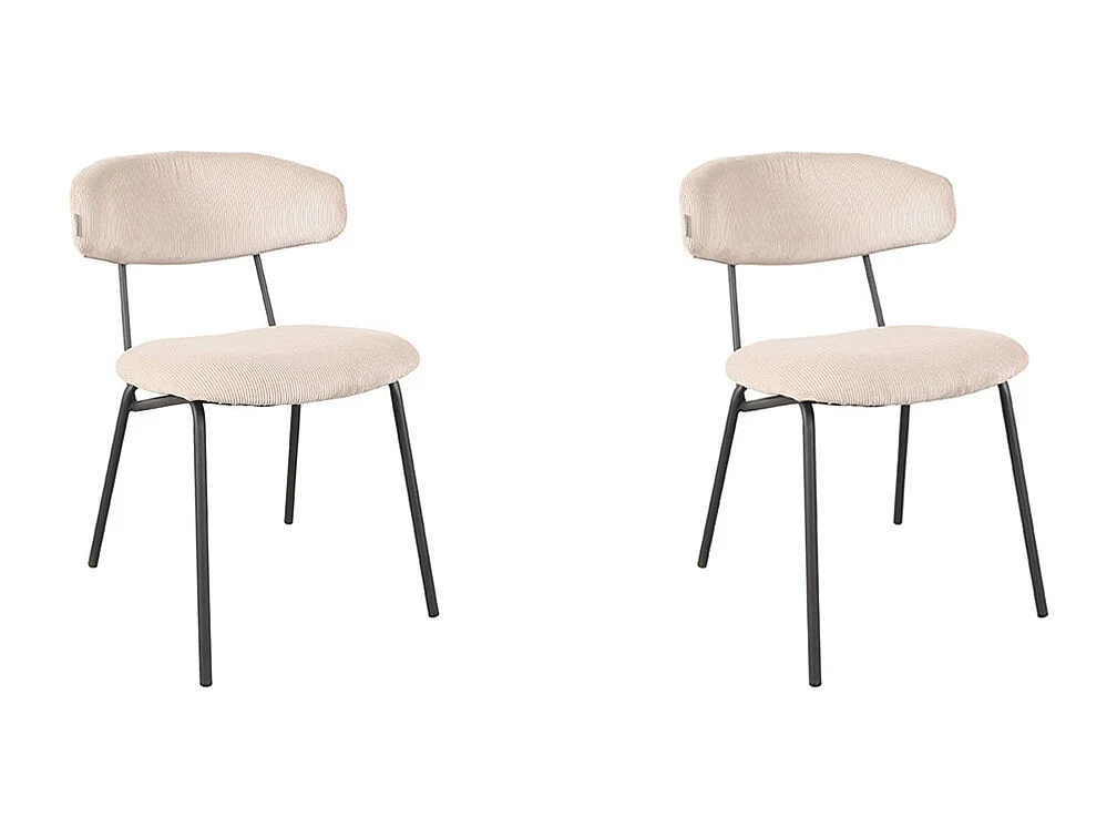 Chaise de salle à manger Zack - Naturel - Velours côtelé - lot de 2