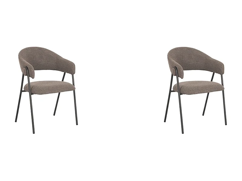 Esszimmerstuhl Lowen - 58x60x84 cm - Braun - Bouclé - 2er-Set