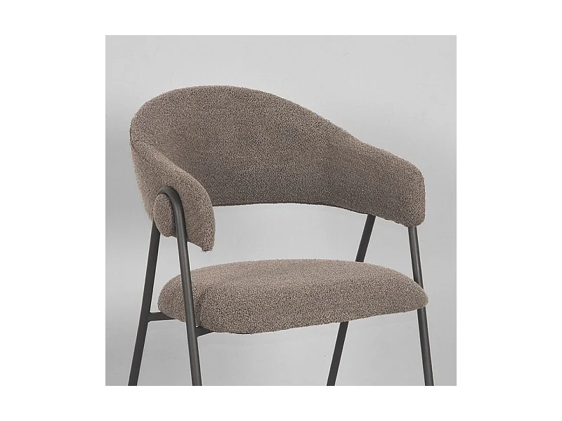 Esszimmerstuhl Lowen - 58x60x84 cm - Braun - Bouclé - 2er-Set