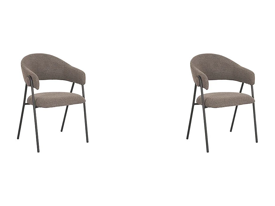 Chaise de salle à manger Lowen - 58x60x84 cm - Marron - Boucle - lot de 2