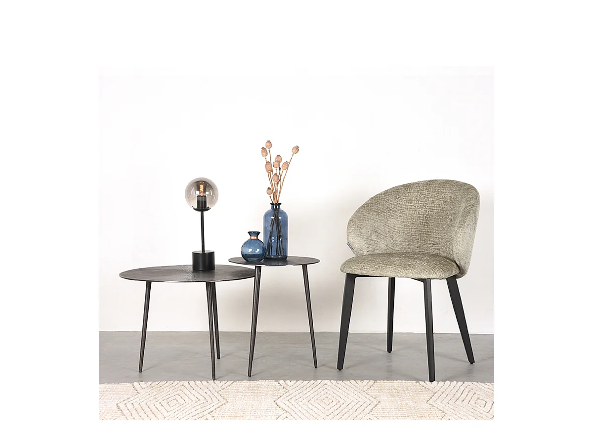 Chaise de salle à manger Logan - Beige - Velours - lot de 2