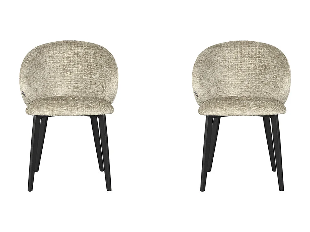 Chaise de salle à manger Logan - Beige - Velours - lot de 2