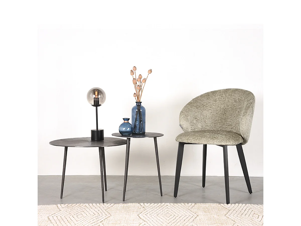 Chaise de salle à manger Logan - Beige - Velours - lot de 2