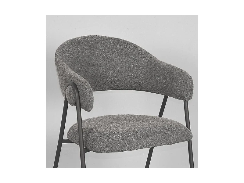Esszimmerstuhl Lowen - 58x60x84 cm - Grau - Bouclé - 2er-Set