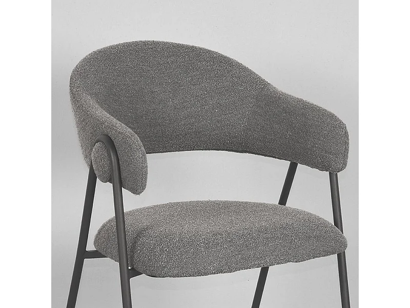 Chaise de salle à manger Lowen - 58x60x84 cm - Gris - Boucle - lot de 2