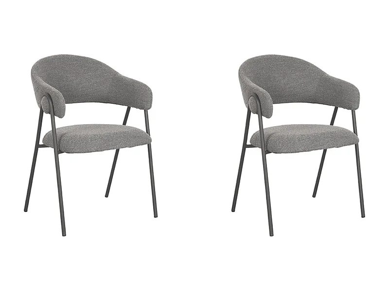 Silla de comedor Lowen - 58x60x84 cm - Gris - Boucle - Juego de 2