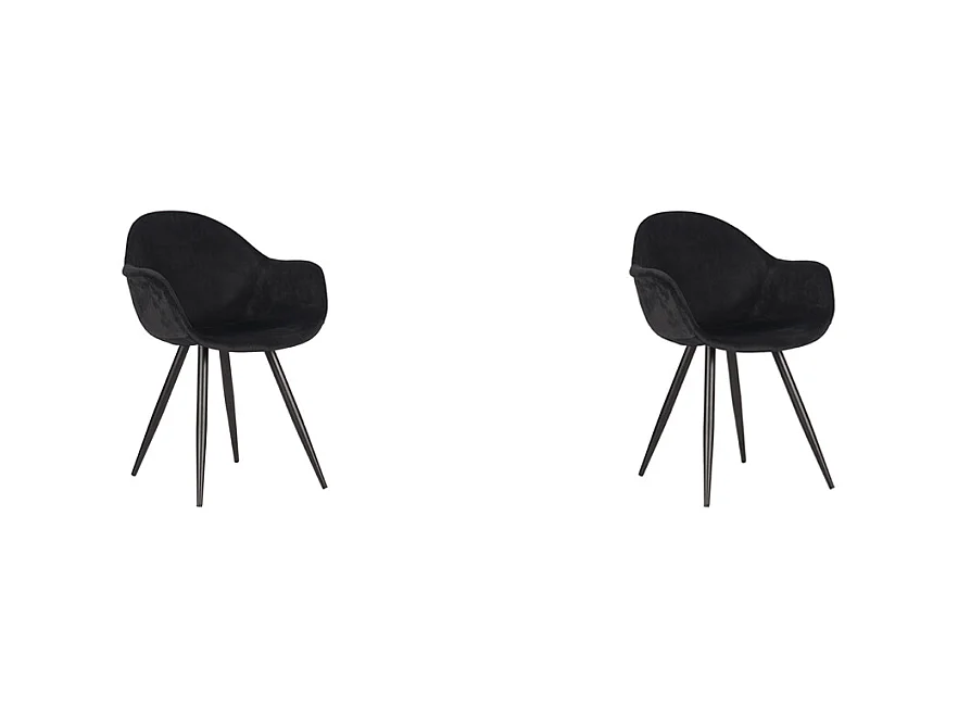 Chaise de salle à manger Forli - Noir - Velours - lot de 2