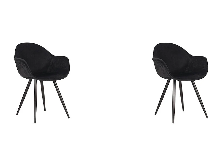 Chaise de salle à manger Forli - Noir - Velours - lot de 2