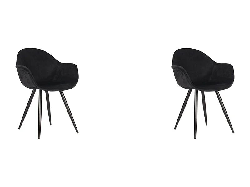 Chaise de salle à manger Forli - Noir - Velours - lot de 2