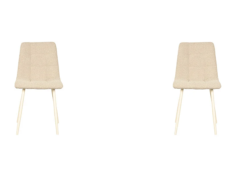 Chaise de salle à manger Nino 54x45x89 cm - Naturel - Tissu - Lot de 2