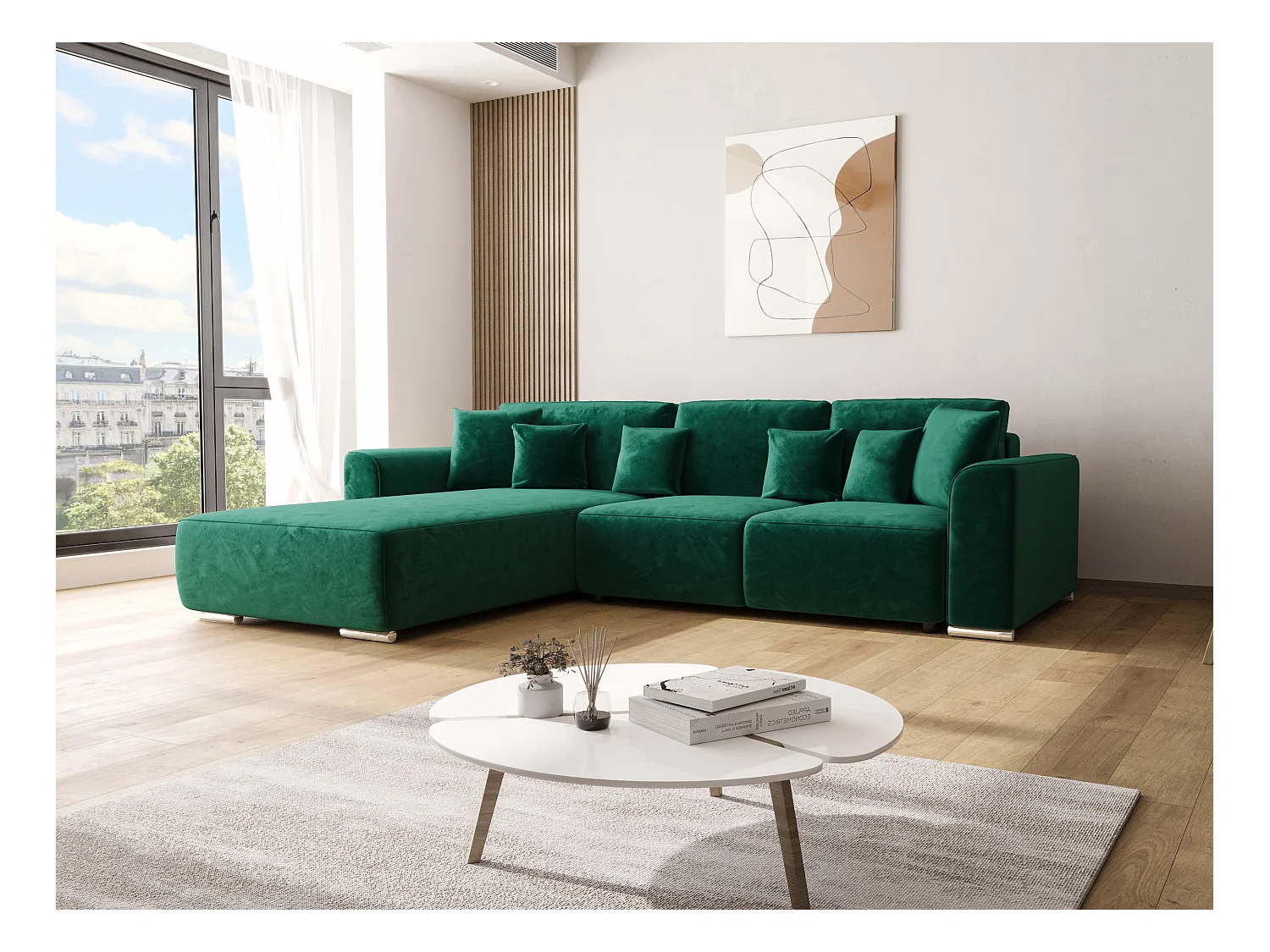 BEDANTE Canapé d'angle avec fonction de couchage GUSTO L Monolith 37 Gauche