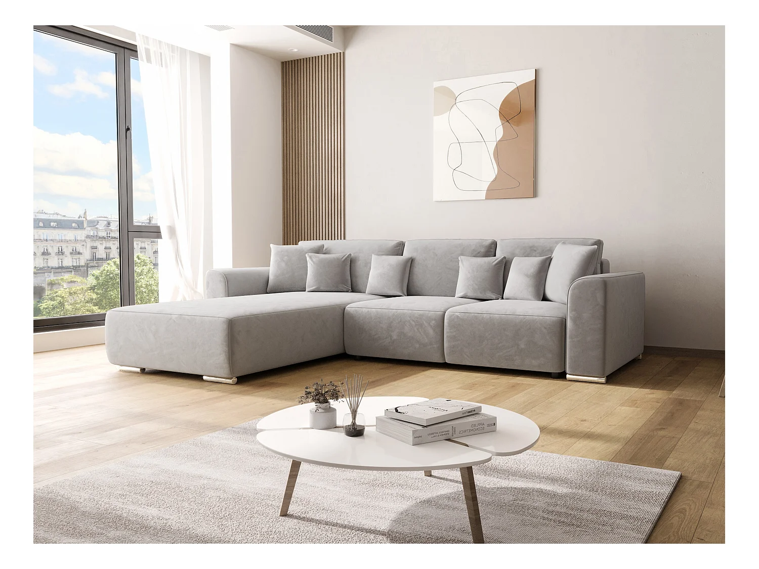 BEDANTE Canapé d'angle avec fonction de couchage GUSTO L Monolith 84 Gauche