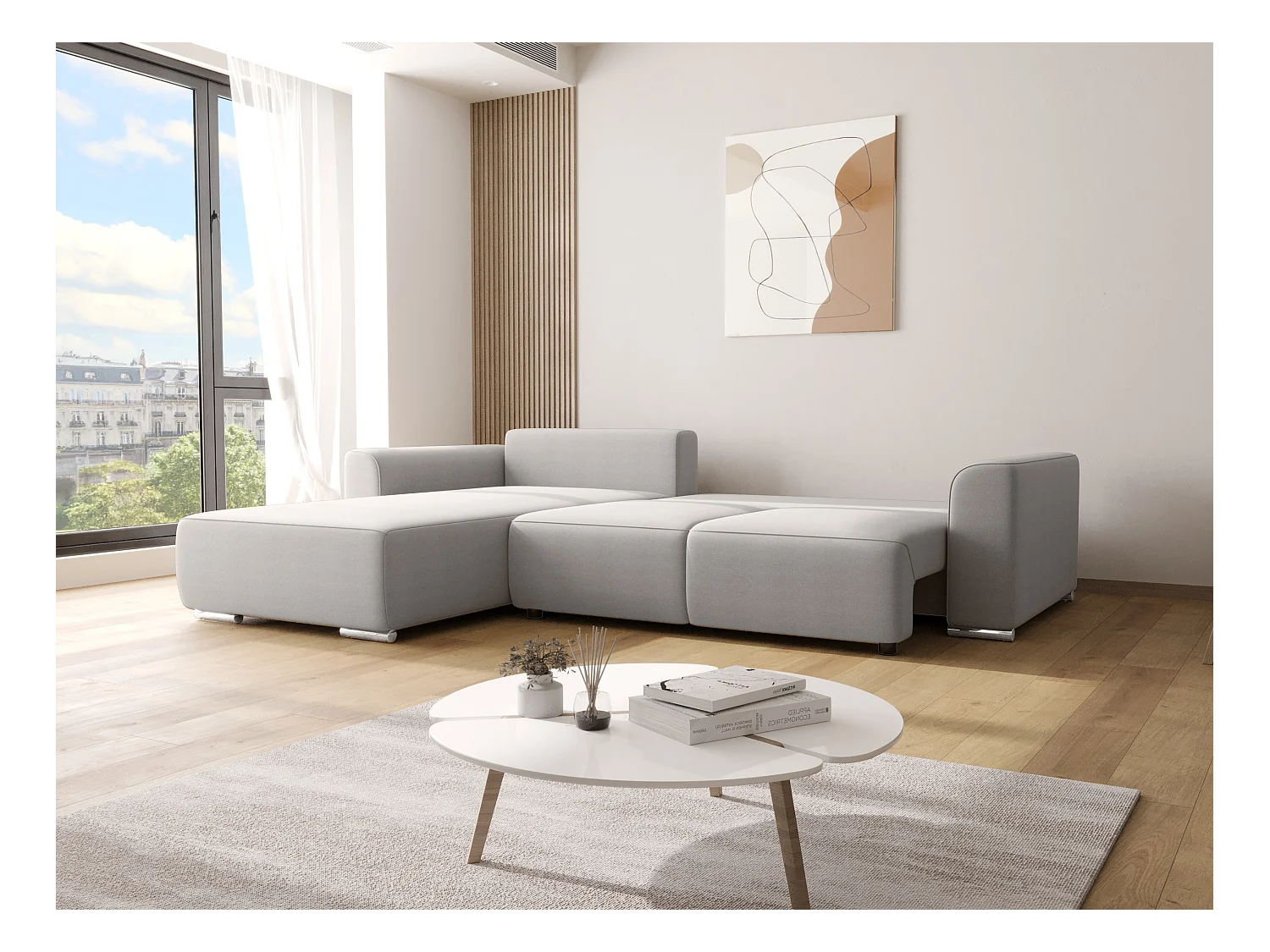 BEDANTE Canapé d'angle avec fonction de couchage GUSTO L Monolith 85 Gauche