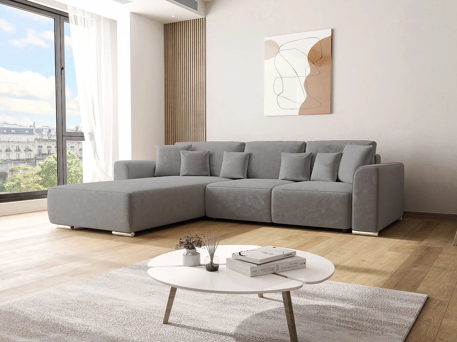 BEDANTE Canapé d'angle avec fonction de couchage GUSTO L Monolith 85 Gauche