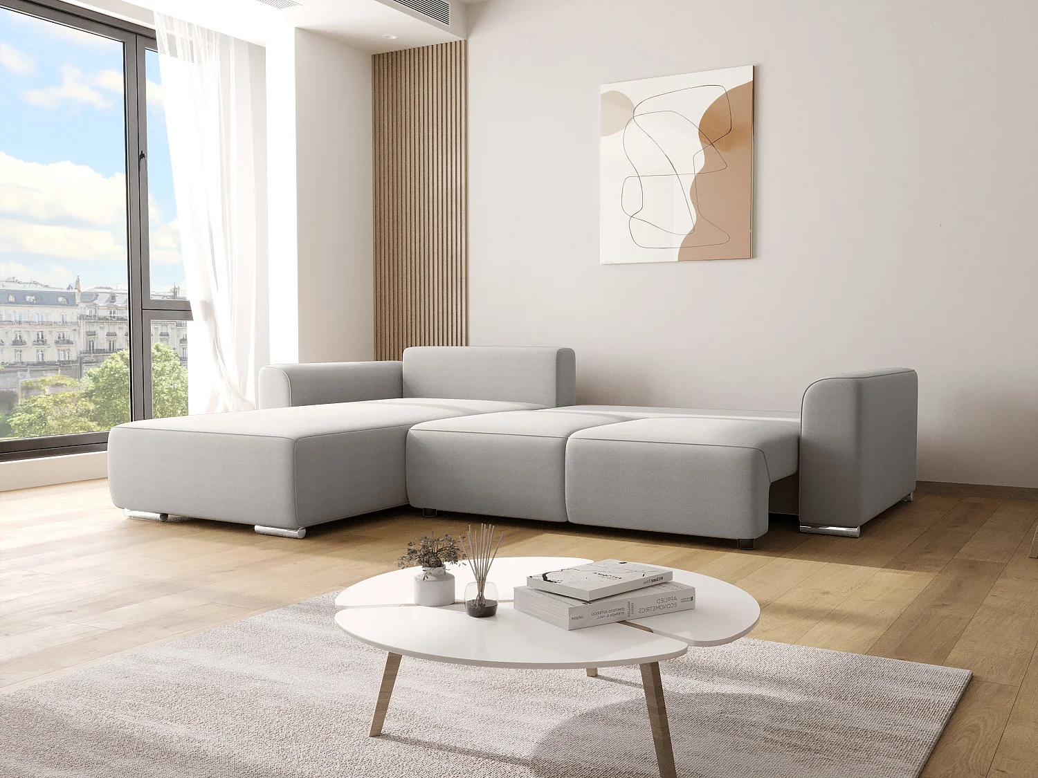 BEDANTE Canapé d'angle avec fonction de couchage GUSTO L Monolith 85 Gauche