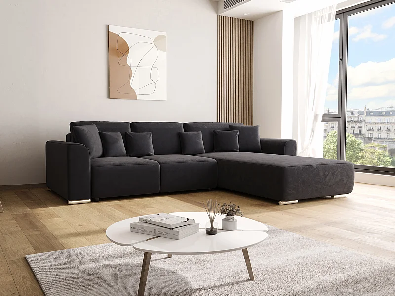 BEDANTE Canapé d'angle avec fonction de couchage GUSTO L Monolith 97 Droite