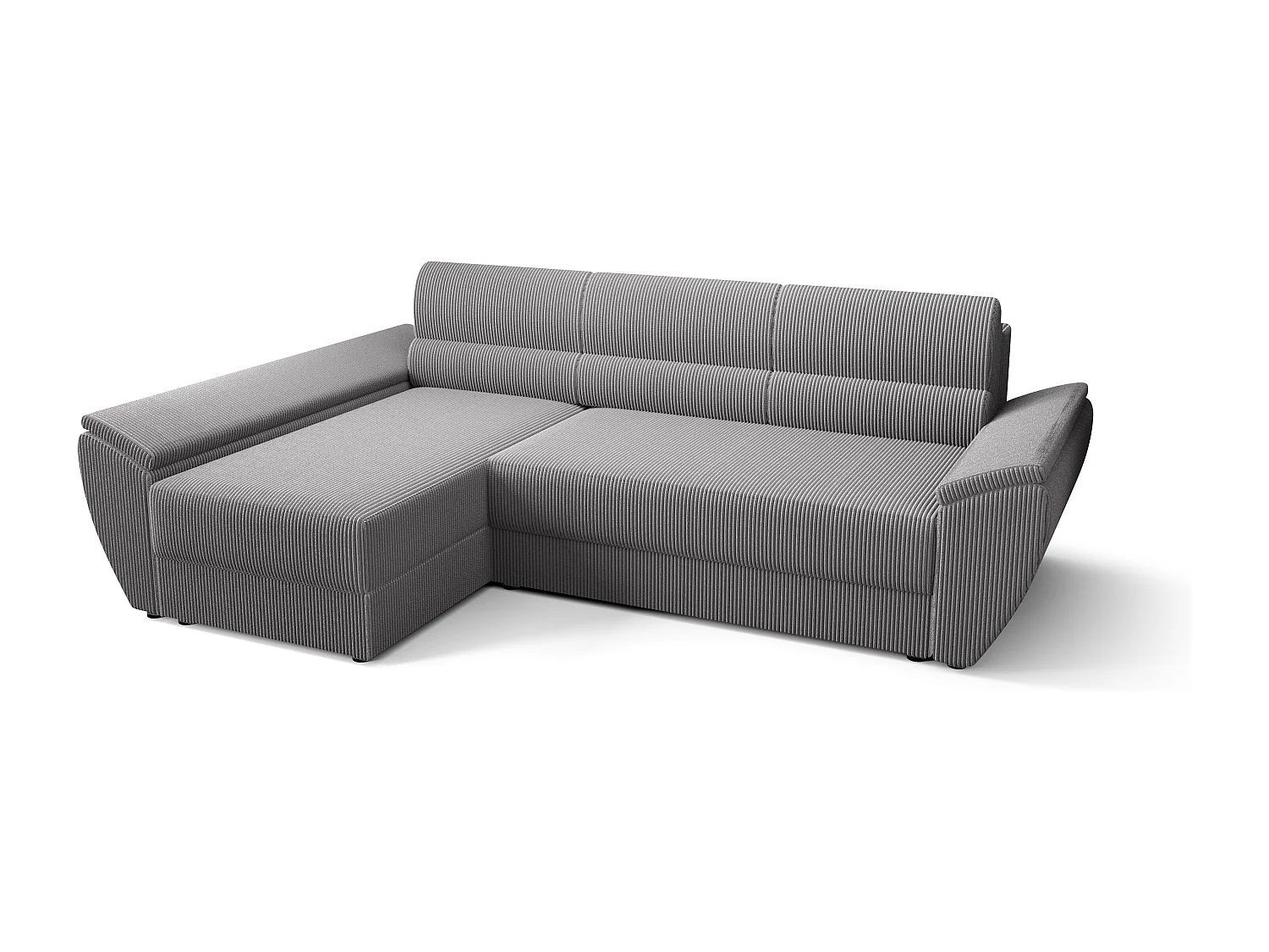 BEDANTE Hoekbank L REBI L3 Poso 110 Links met slaapfunctie, lichtgrijs, L-vorm, bank met opbergruimte, bedlade, woonkamerbank, bankstel, sofa, slaapbank