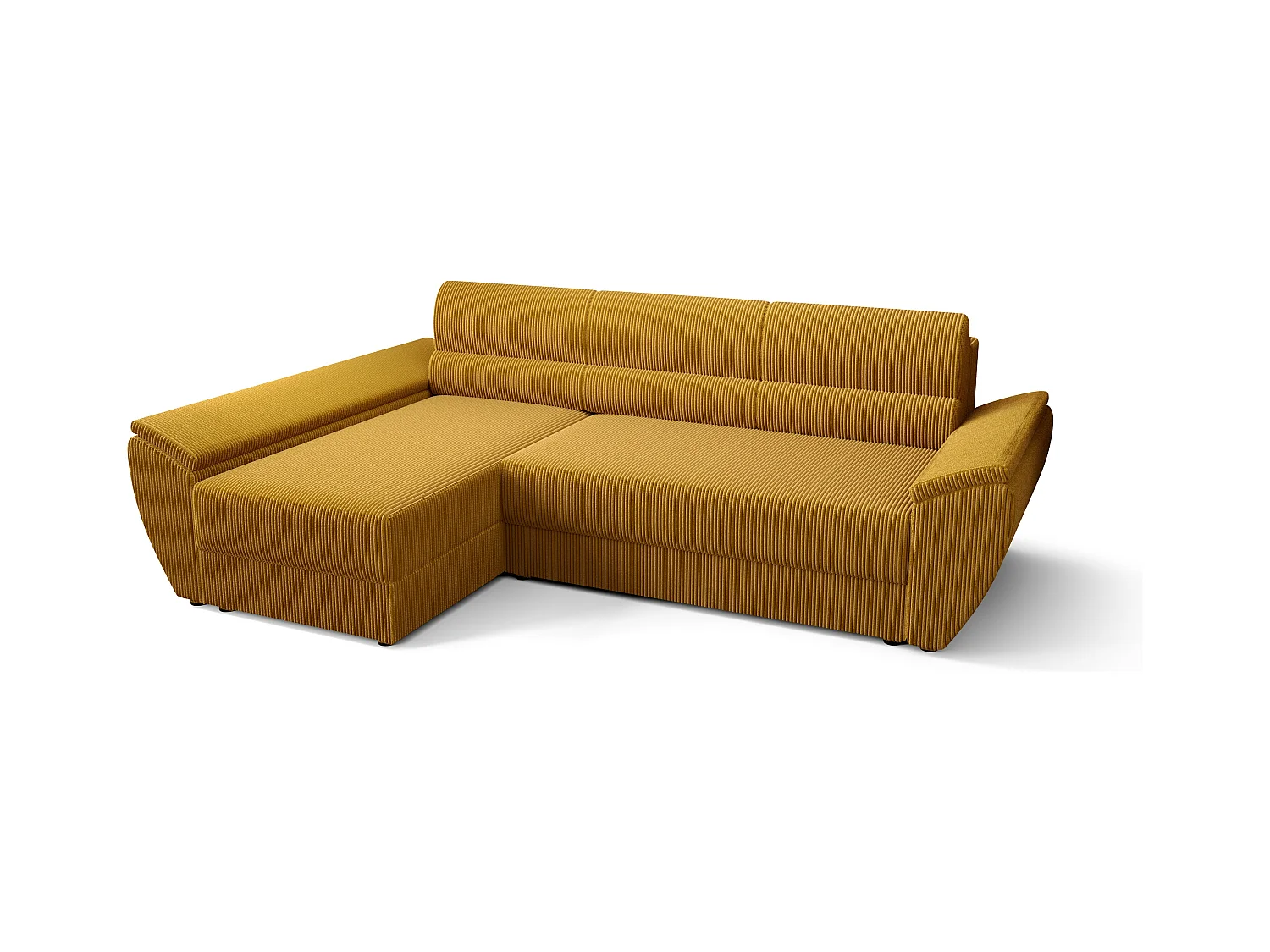 BEDANTE Ecksofa L REBI L3 Poso 01 Links mit Schlaffunktion,Senfton, L-Form, Sofa mit Stauraum, Bettkasten, Wohnzimmersofa, Couch, Sofa, Bettsofa