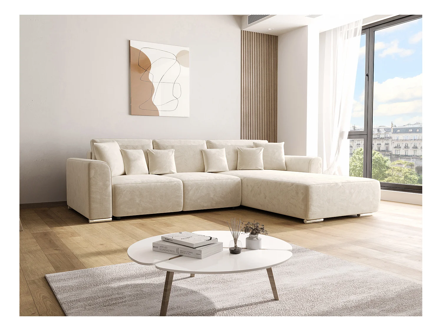 BEDANTE Canapé d'angle avec fonction de couchage GUSTO L Monolith 01 Droite