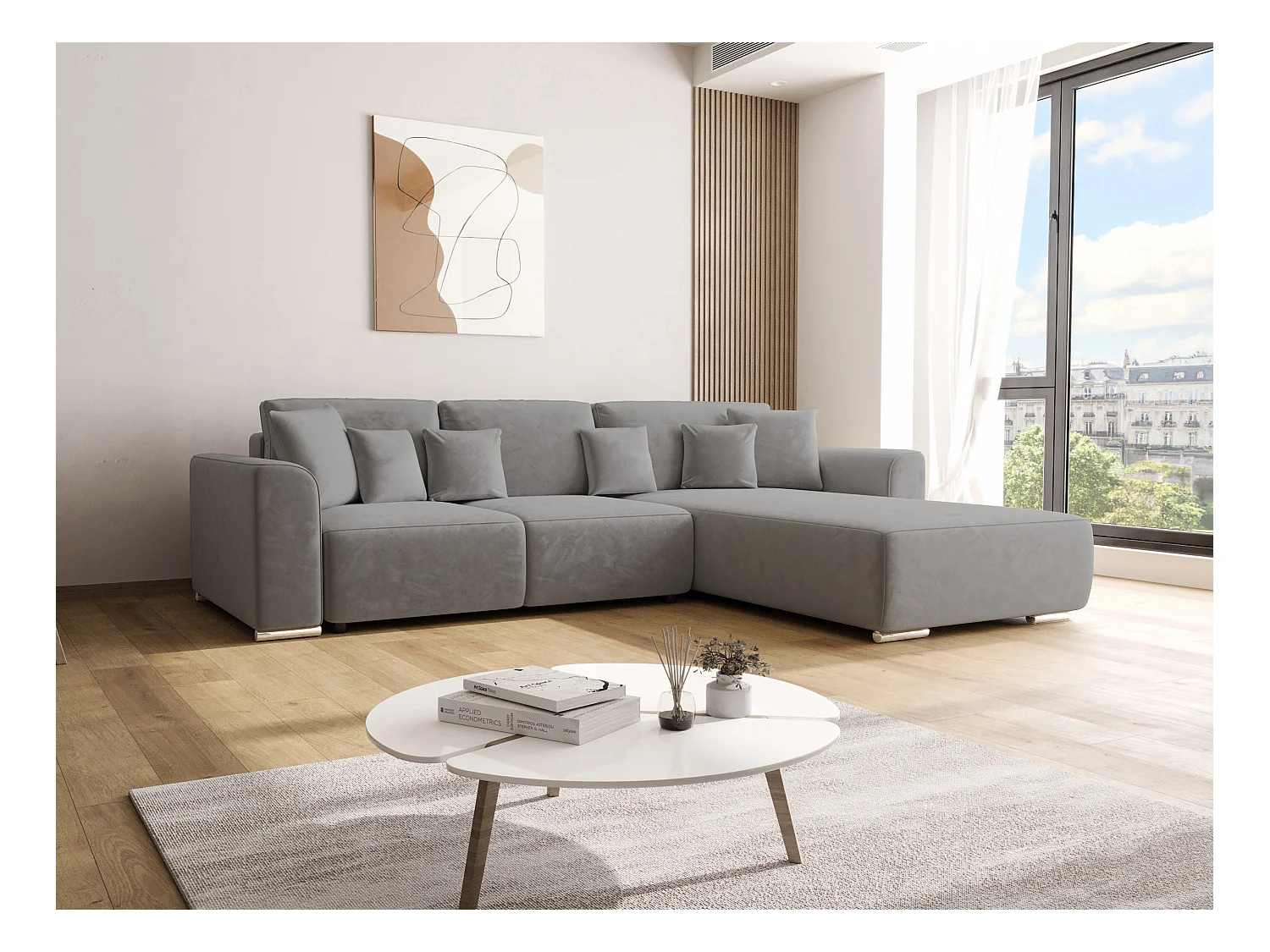 BEDANTE Canapé d'angle avec fonction de couchage GUSTO L Monolith 85 Droite