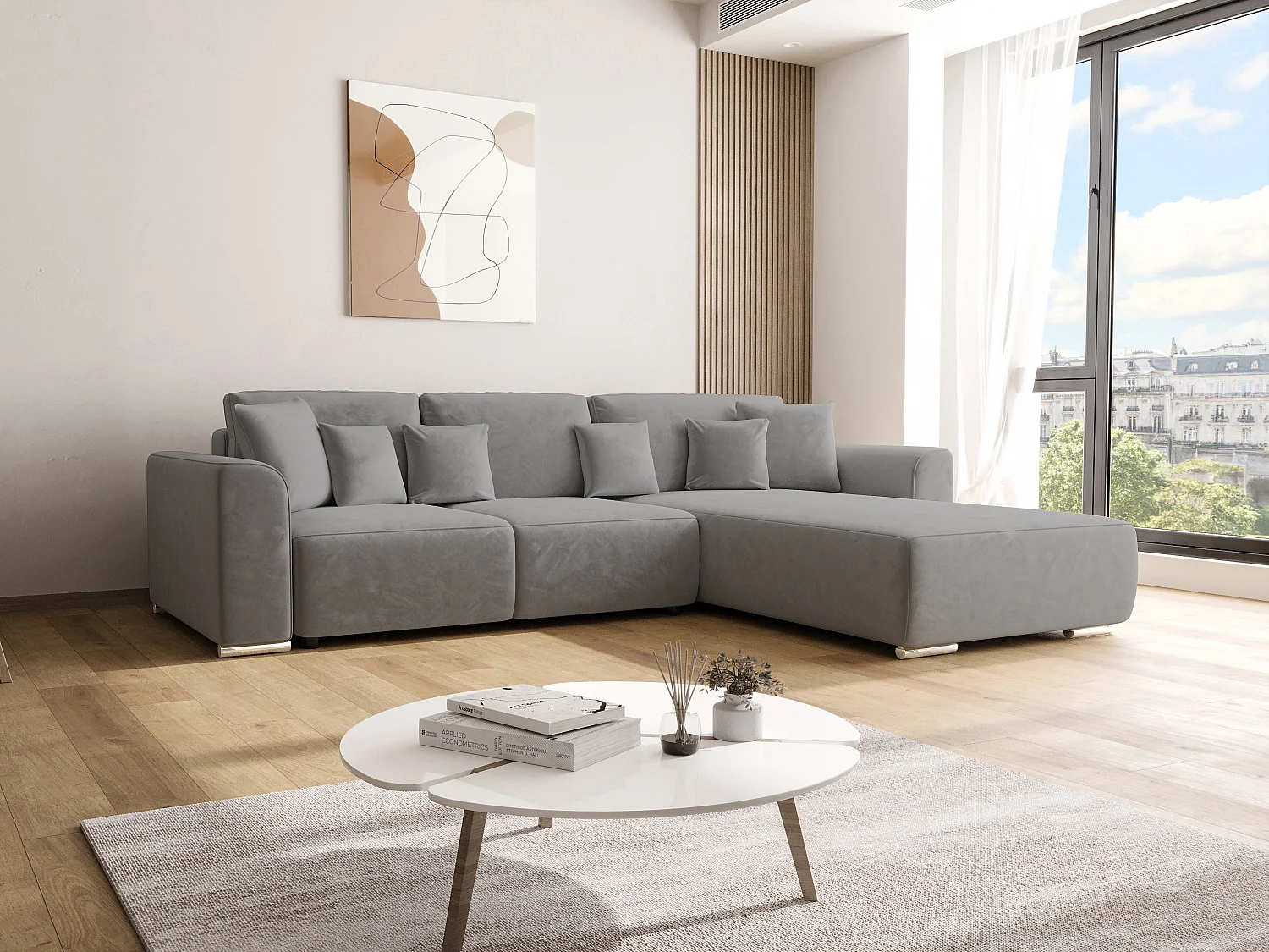 BEDANTE Canapé d'angle avec fonction de couchage GUSTO L Monolith 85 Droite