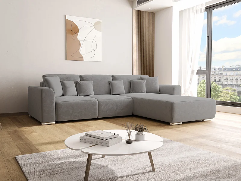 BEDANTE Canapé d'angle avec fonction de couchage GUSTO L Monolith 85 Droite