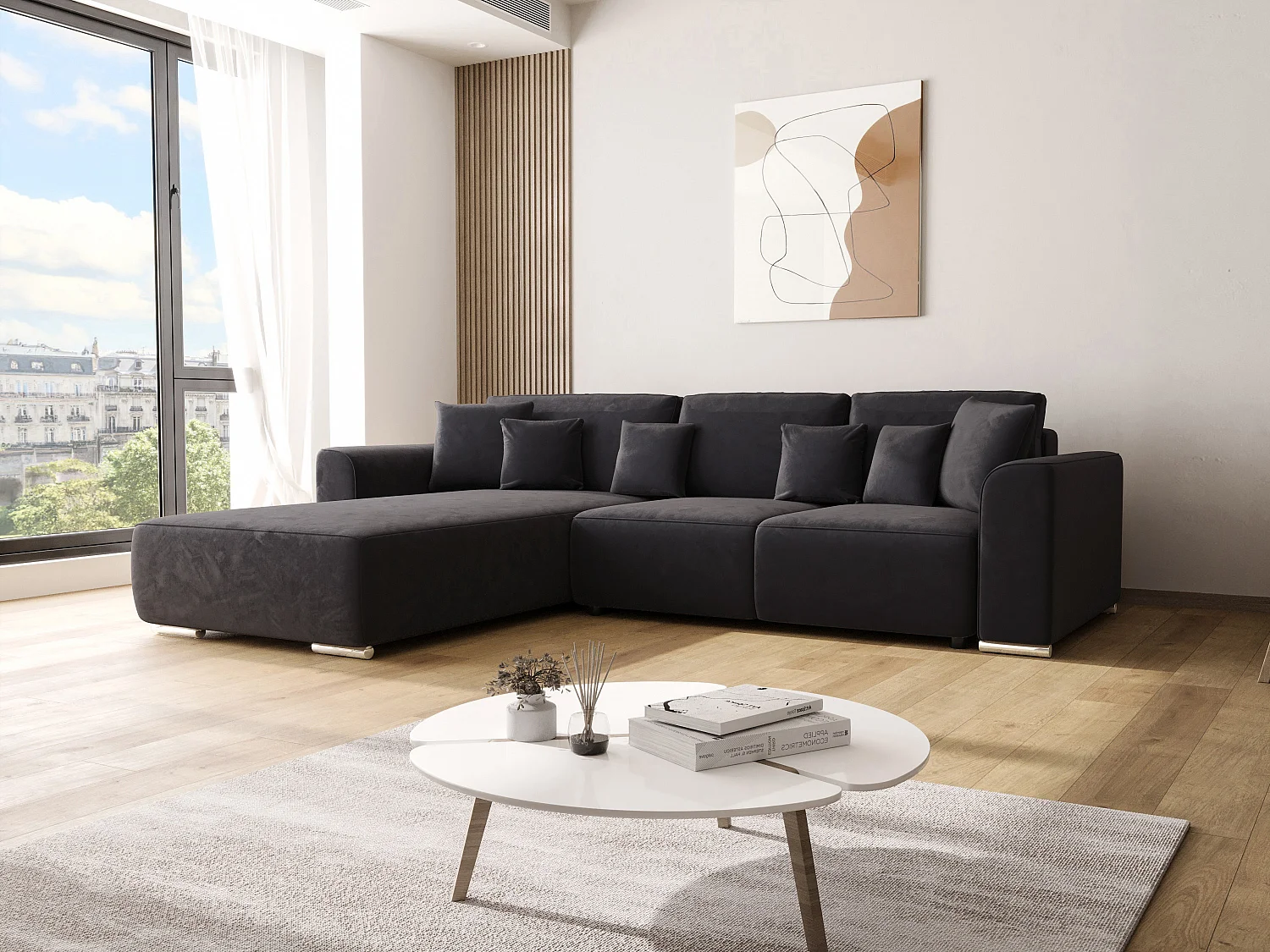 BEDANTE Canapé d'angle avec fonction de couchage GUSTO L Monolith 97 Gauche